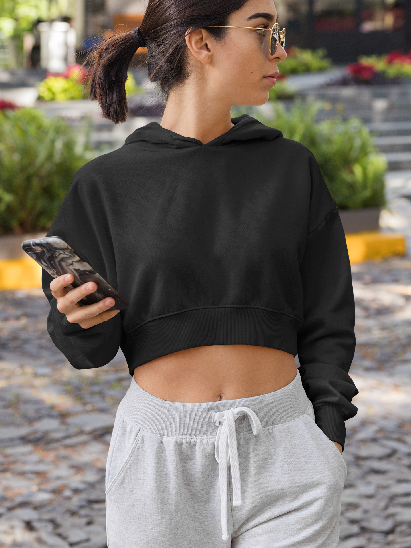 RG Solid Crop Hoodies